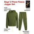 thumbnail image 2 of Quad Seven Boys Fleece Jogger Set Lightweight Basic Pullover Hoodie and Cargo Sweatpants 2 Piece, 2 of 6
