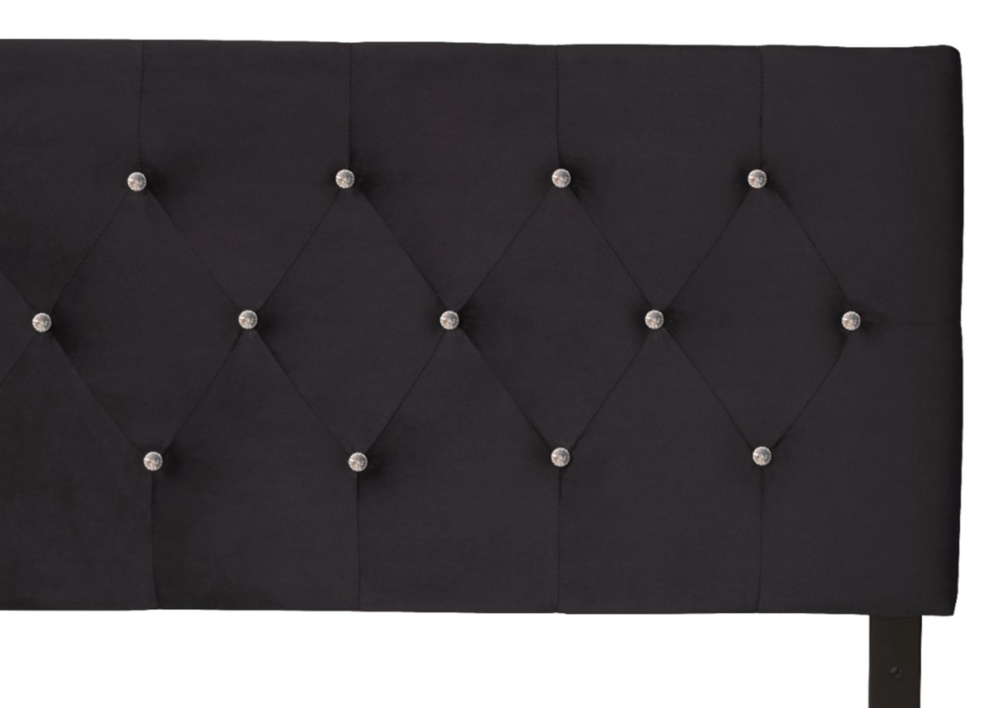 Home Design Concetta Twin Tufted Upholstered Adjustable Headboard, Black, Velvet with Diamond Button Tufting, Modern Bedroom Furniture