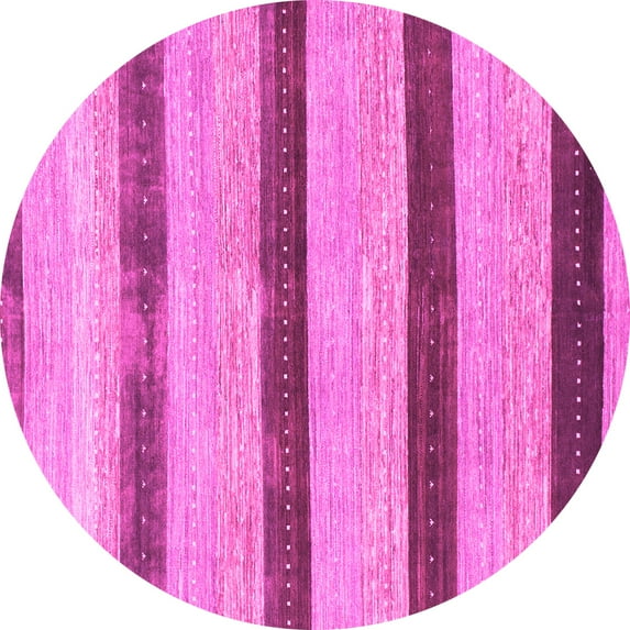 Ahgly Company Indoor Round Abstract Pink Modern Area Rugs, 6' Round