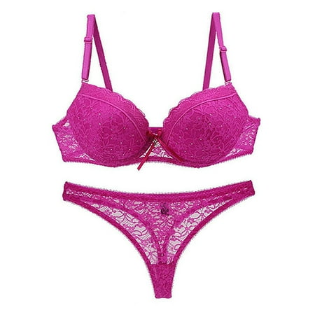 Pink 75C Fashionable Drill Decoration Valentines Day Lingerie Lace Bra Set Ladies Valentine Lingerie Gather Bra Underwear