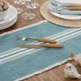 thumbnail image 2 of Fennco Styles Contemporary Striped Fringe Cotton Table Runner 13" W x 72" L - Turquoise Table Cover for Home, Dining Table Décor, Family Gathering, Banquets and Special Events …, 2 of 5