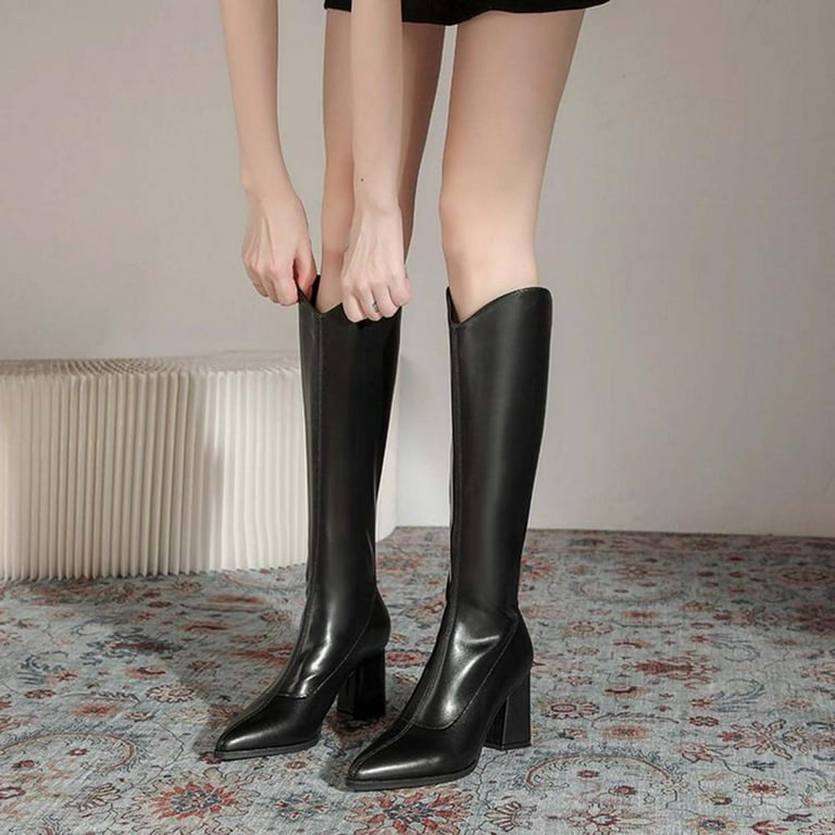 Black knee high top boots size 4