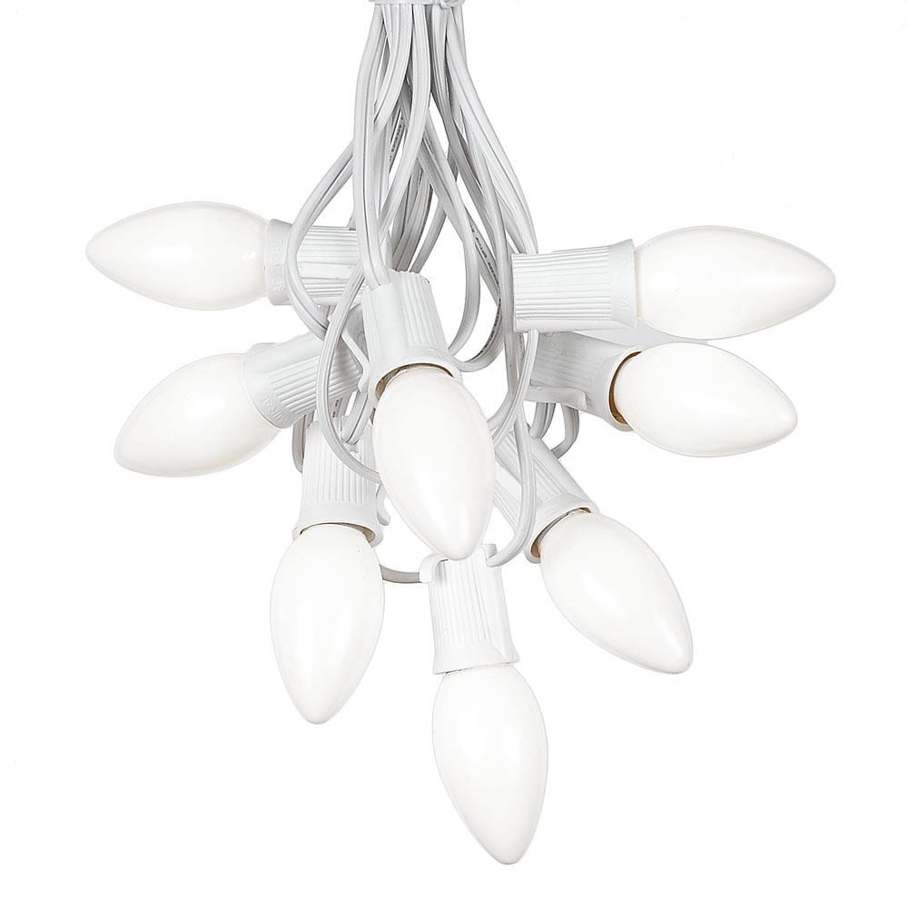 25 Foot White C9 Ceramic Christmas String Light Set Outdoor Christmas