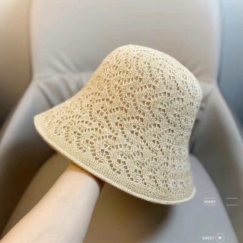 bucket hat for women cap for woman Korean Girl Linen Sun Protection Hollow  Knitted Hat Spring Basin Korean Style Caps Female Hats Sun Hat Bucket Hat