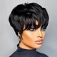 thumbnail image 1 of Peluca RUISENNA de cabello humano corto con corte de duendecillo para mujeres negras, 1 of 6