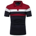 thumbnail image 3 of YYDGH Men's Short Sleeve Polo Golf Shirts 2-Button Moisture Wicking Athletic T-Shirts Casual Stripe Collared Shirt(Navy,L), 3 of 4