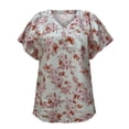 thumbnail image 4 of Tops Para Mujer Blusa Casual Elegante Camiseta de Manga Corta Con Estampado de Cuello en V Causal de Moda Odeerbi  ODB160282, 4 of 5