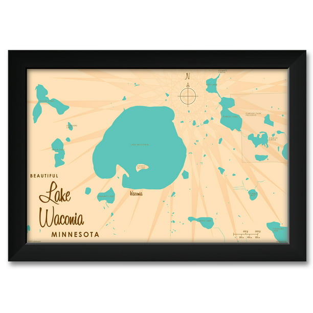 Lake Waconia Minnesota Map Framed Art, Waconia Landscape Supply