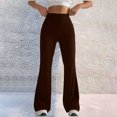 thumbnail image 2 of Jxximdong Leggings for Women Womens Stretch High Waist Leggings Regular Solid Flared Pants Active Workout Yoga Pants Trousers Brown L Yoga Pants, 2 of 5