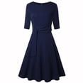 thumbnail image 4 of Elainilye Fashion Dresses for Women 2024 Casual Long Sleeve High Waist Round Neck Ladies Tops dress Knee Length Dress,Blue, 4 of 5