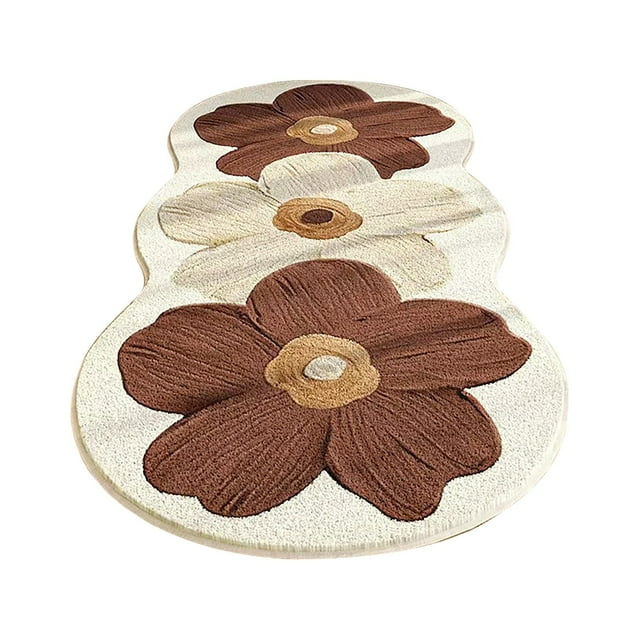 Gkeoshab Polyester carpet Flower Pattern Non Slip Washable Rugs Floor Mat Entryway Rug Non Slip Kitchen Floor Mats With Rubber Backing For Entrance Bedroom Bathroom Indoor Door Carpet For Home