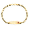 thumbnail image 4 of 14k Yellow Gold Bracelet Medical Curb 7.5 mm 8 in Semi-Solid Soft Diamond Shape Red Enamel ID Cuban, 4 of 4