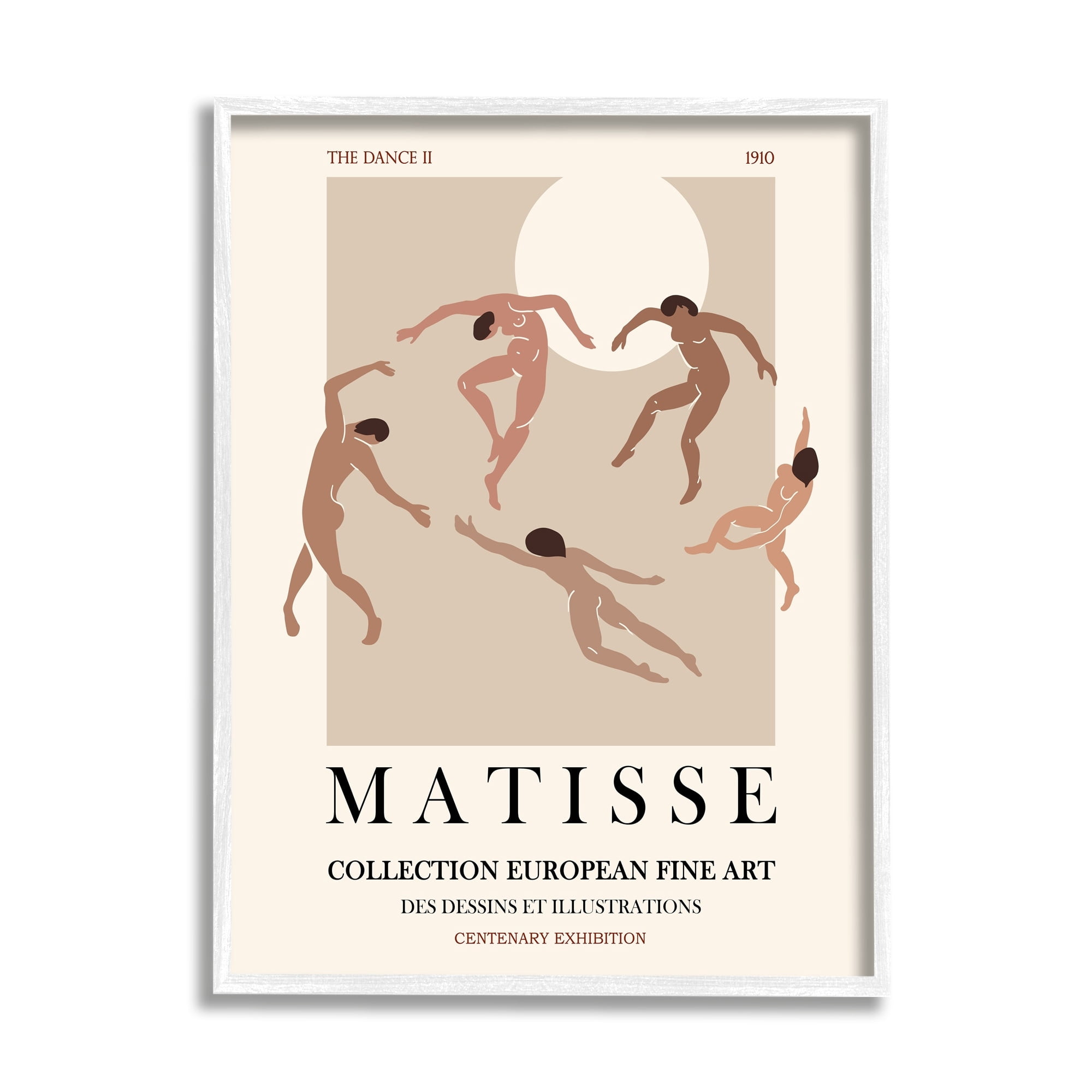 Stupell Industries Matisse Text Dancing People Neutral Tones Flyer Framed Wall Art, 11 x 14, Design by Ros Ruseva