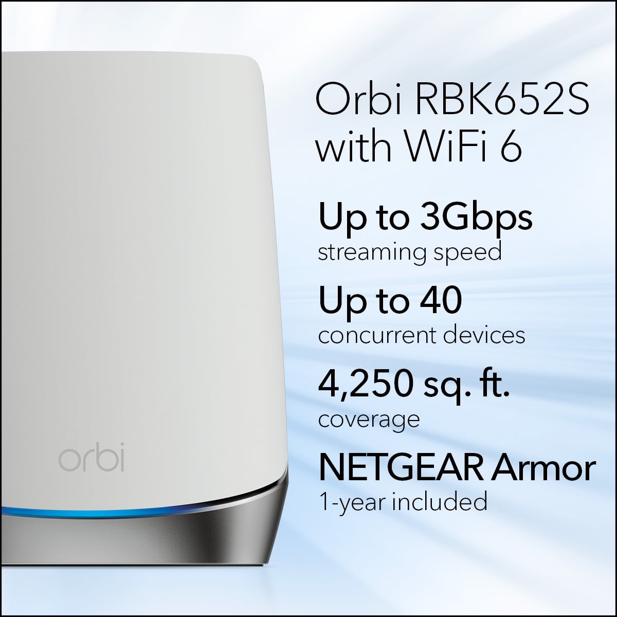 NETGEAR - Orbi Whole Home Tri-Band Mesh WiFi 6 System (RBK652S