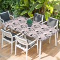 thumbnail image 2 of Easter Rabbit Table Cloths for 3 Foot Rectangle Tables, Cartoon Cute Bunny Sketch on Pink Patio Waterproof Elastic Fitted Tablecloths, Washable Rectangular Table Cover for Camping, 2 of 8