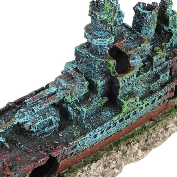 Hilitand Fish Tank Wreck Boat Decoration Aquarium Sunk Ship Boat