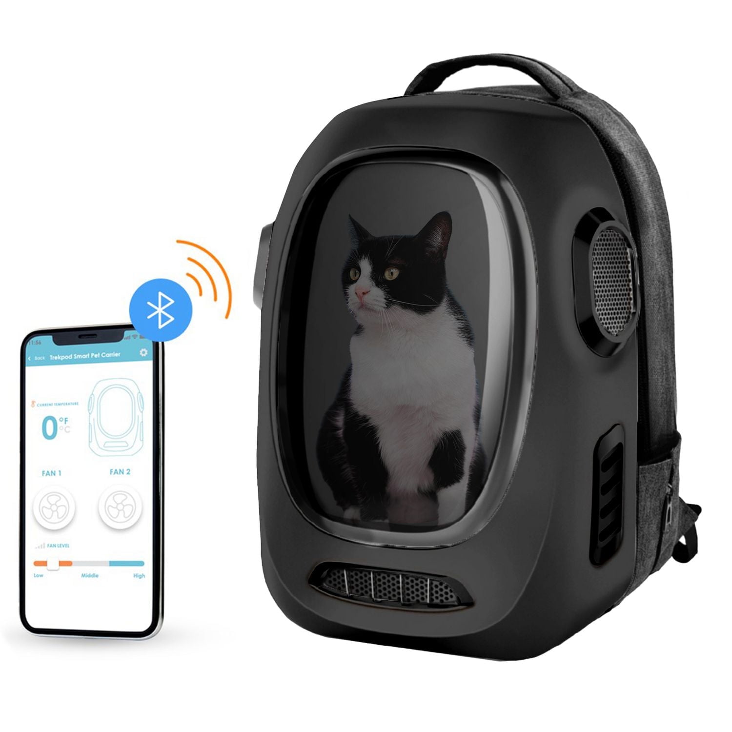 Instachew Trekpod Smart Pet Carrier Backpack for Cats, Small Dogs and Puppies upto17 lbs, Hiking & Outdoor Use (Black)
