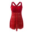 thumbnail image 4 of Dyfzdhu Robe de Bain Femme Tendance Couleur Unie Ajourée Ajustée Maillots de Bain Tanikini 2 Pcs Maillot Rehausseur Rouge, 4 of 9
