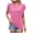 Hot Pink, variant on Yyeselk Summer Women Cotton Shirts Casual Flutter Short Sleeves V-Neck Cozy Blouses Fashion Pure Color Loose Fit Ladies Tops Tunic Pink S
