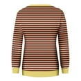 thumbnail image 5 of Women Plus Size Halloween Striped Color Block Sweatshirt Casual Loose Round Neck Long Sleeve Pullover 2025 T-Shirt Tops,Coffee 3,4XL, 5 of 5
