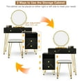 thumbnail image 3 of Topbuy Bedroom Makeup Vanity Dressing Table Stool Set with 3 Colors Lighted Mirror Large Storage Cabinet Drawer Black, 3 of 7