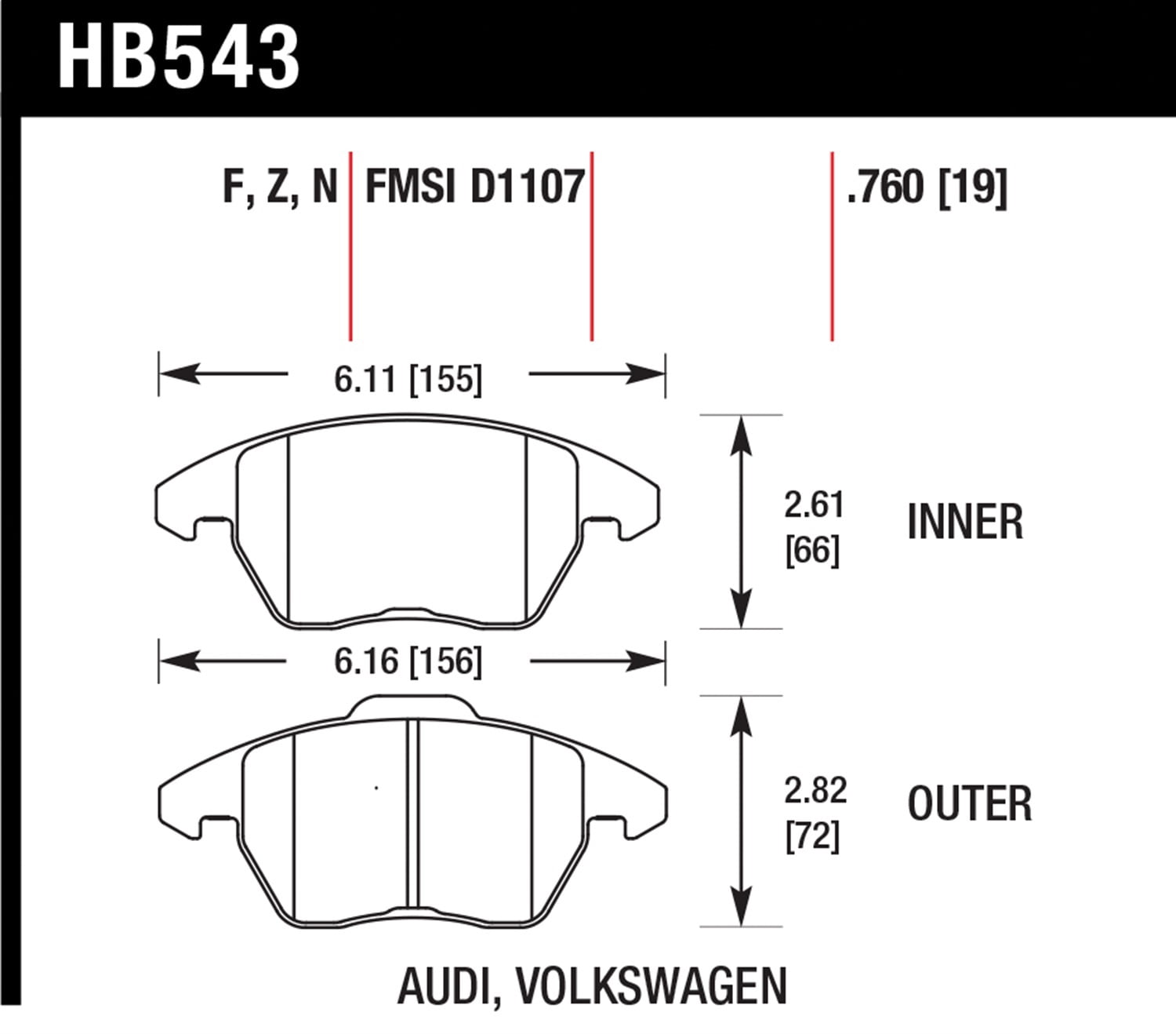 Hawk 2001-2010 Audi S3 European HPS 5.0 Front Brake Pads