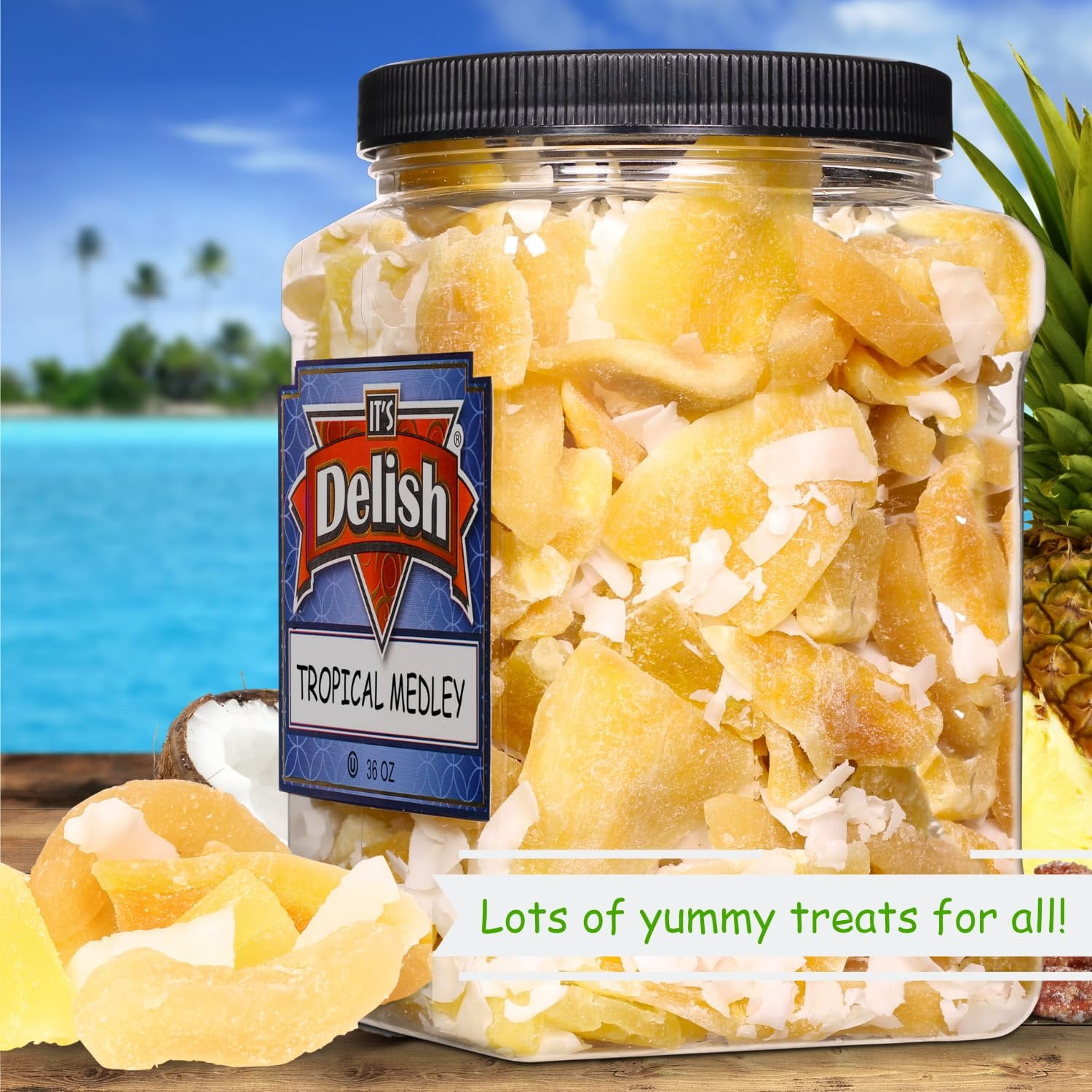 Tropical Mixed Dried Fruit Medley - by Its Delish, 40 OZ Jumbo Container  Healthy Snacks for Adults  Fresh Snack Mix Dry Fruit  Pineapple Mango Guava Coconut  Vegan, Kosher