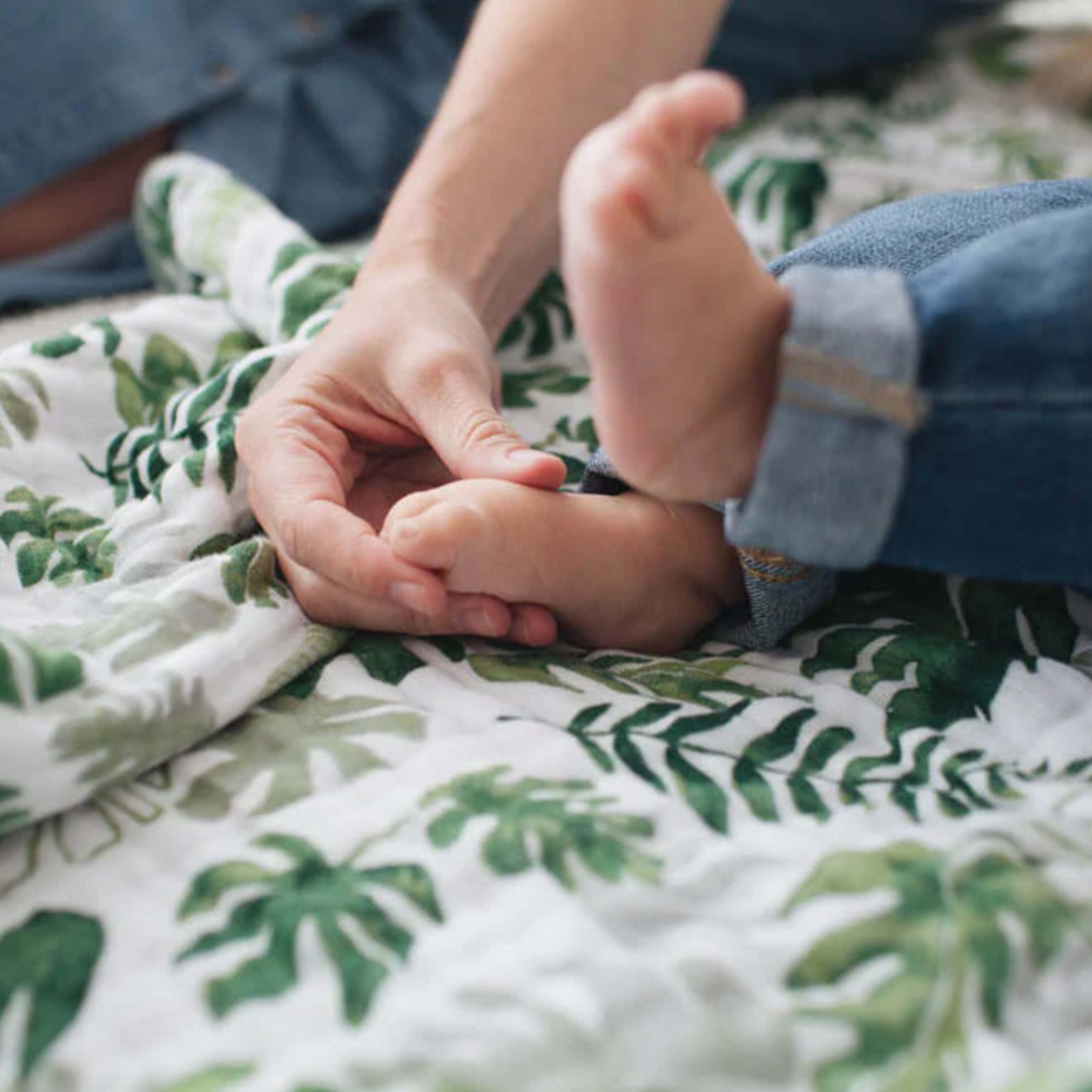 Little Unicorn Swaddle Blanket for Newborns, Toddler Muslin Blanket - Tropical Leaf