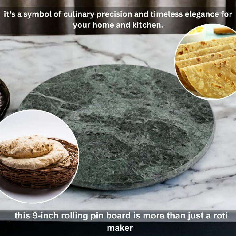 EGharonda Green Marble Chakla | Roti Maker | Rolling Pin Board (9 shops Inch)