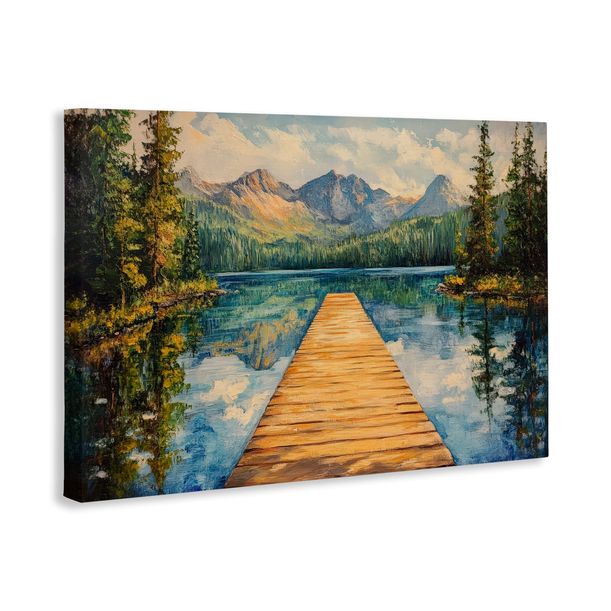 Stupell Industries Dock in The Mountains Canvas Wall Art, design by Petal Prints Design