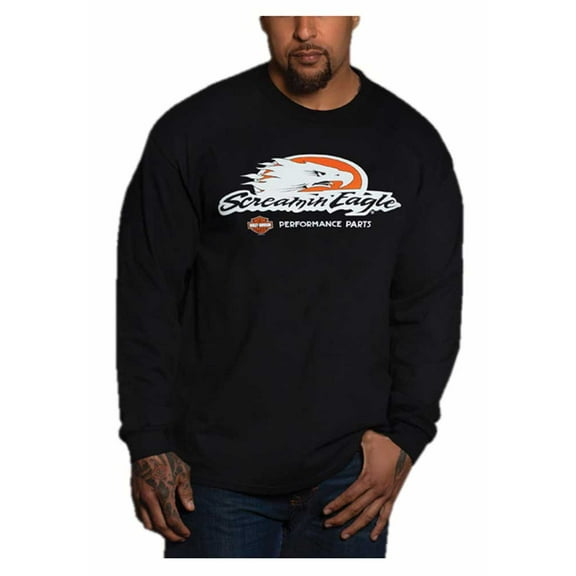 Harley-Davidson Men's Screamin' eagle Long Sleeve Crew-Neck Shirt - Black (L), Harley Davidson