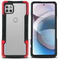 thumbnail image 3 of Nakedcellphone Acrylic Hybrid Series Compatible with Motorola One 5G Ace Case - [Black/Red] Clear Back Panel, TPU Rubber Trim, Anti-Shock Phone Cover for XT2113, 3 of 7