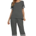 thumbnail image 5 of Unique Bargains Womens Pajama Set Round Neck with Capri Pants Pjs Lounge Sleepwear Sets, 5 of 5