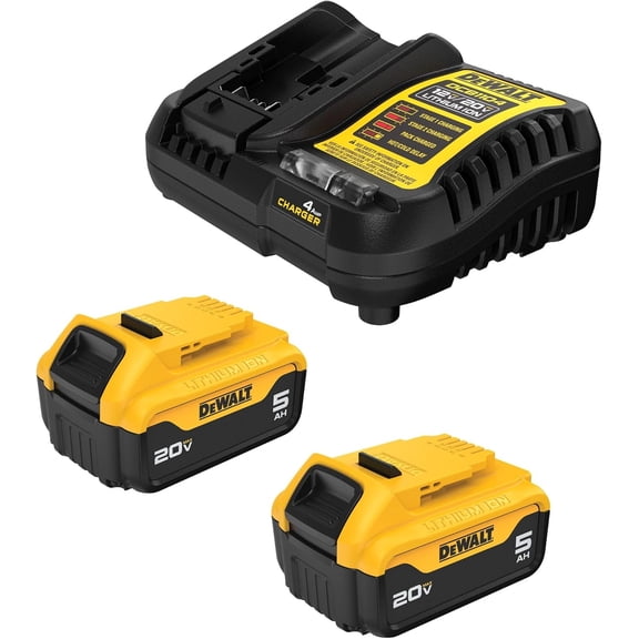 DEWALT 20V MAX Lithium-Ion Battery 2-Pack, 5.0 Ah (DCB205-2c) 20v MAX Battery with Charger