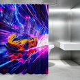 thumbnail image 2 of Erosebridal Sports Car Shower Curtain 72Wx72L, Neon Speed Bathroom Curtain, Orange Purple, 2 of 5