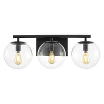 SAFAVIEH Charlene 3-Light LED Black Metal Wall Sconce with Clear Shade