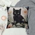 thumbnail image 2 of HENGT  Cat Lovers Gift，Cherokee Rose and Black Cat Pillow Covers Hallowmas Thanksgiving Farmhouse Outdoor Cat Lovers Room Throw Pillowcase Flannel Sofa Couch Decorative Cushion Case, 2 of 5