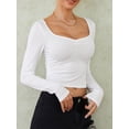 thumbnail image 2 of KelaJuan Womenacute;s Spring Summer Fitted Crop Tops Long Sleeve Low Cut Solid Color Slim T-shirt, 2 of 6