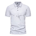 thumbnail image 1 of Gibobby Camisas Tipo Polo para Hombre Polo de manga corta con cierre para hombre estilo casual de punto(Blanco,M), 1 of 5