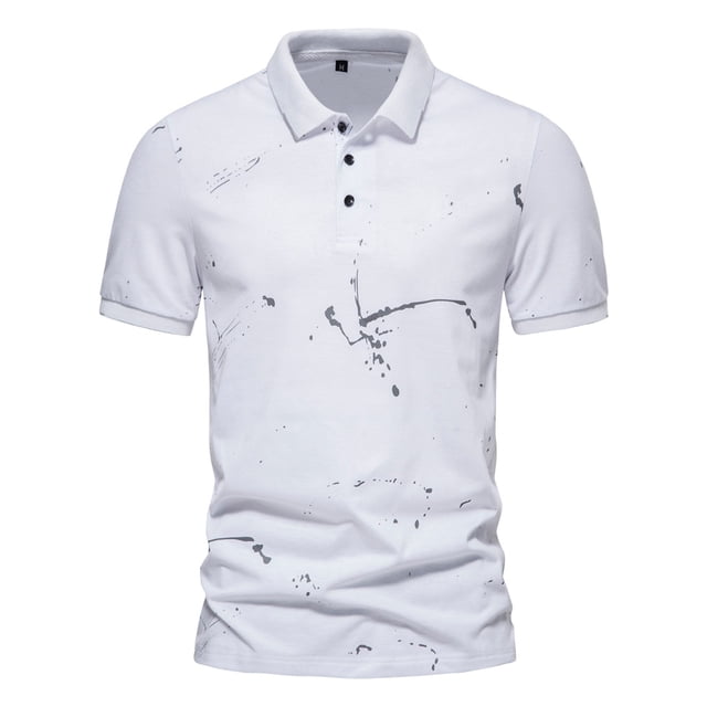 Gibobby Camisas Tipo Polo para Hombre Polo de manga corta con cierre para hombre estilo casual de punto(Blanco,M)