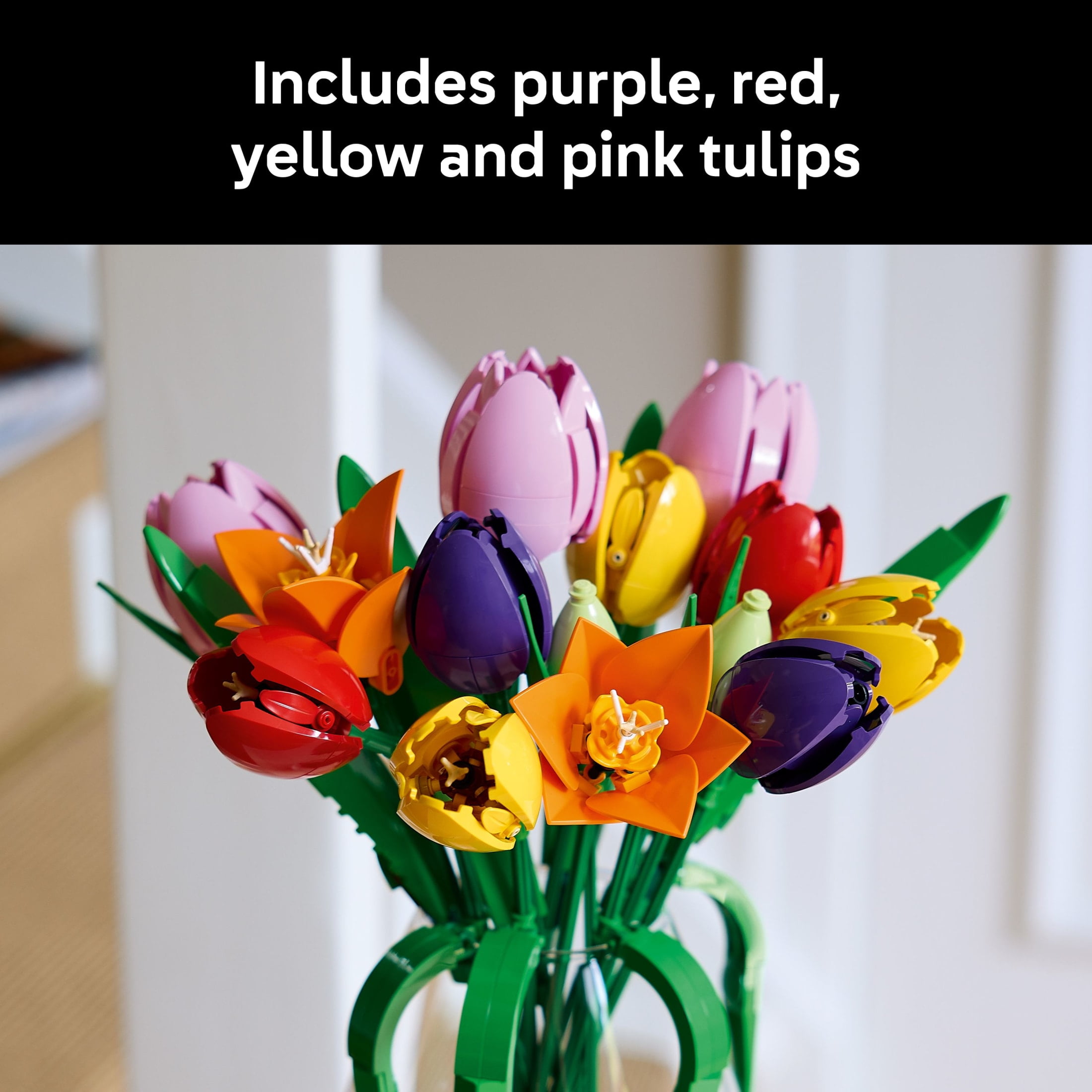 LEGO Botanicals Tulip Bouquet Building Set for Adults - Gift for Birthdays or Anniversary - Bedroom, Book Shelf & Office Decor for Women & Men, Ages 18+ - Artificial Flowers Crafting Kit - 11501