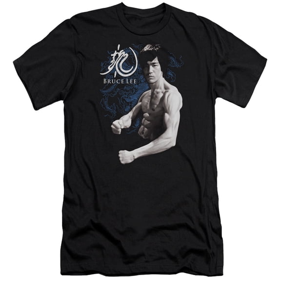 Bruce Lee Dragon Stance Premium Canvas T-Shirt Adult Slim Fit 30/1 Black