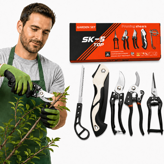 Generic Heavy Duty 5-in-1 Gardening Cutting Kit, Anti-Slip Handle Plant Trimming Tools for Indoor Potted Plants & Outdoor Yard Maintenance