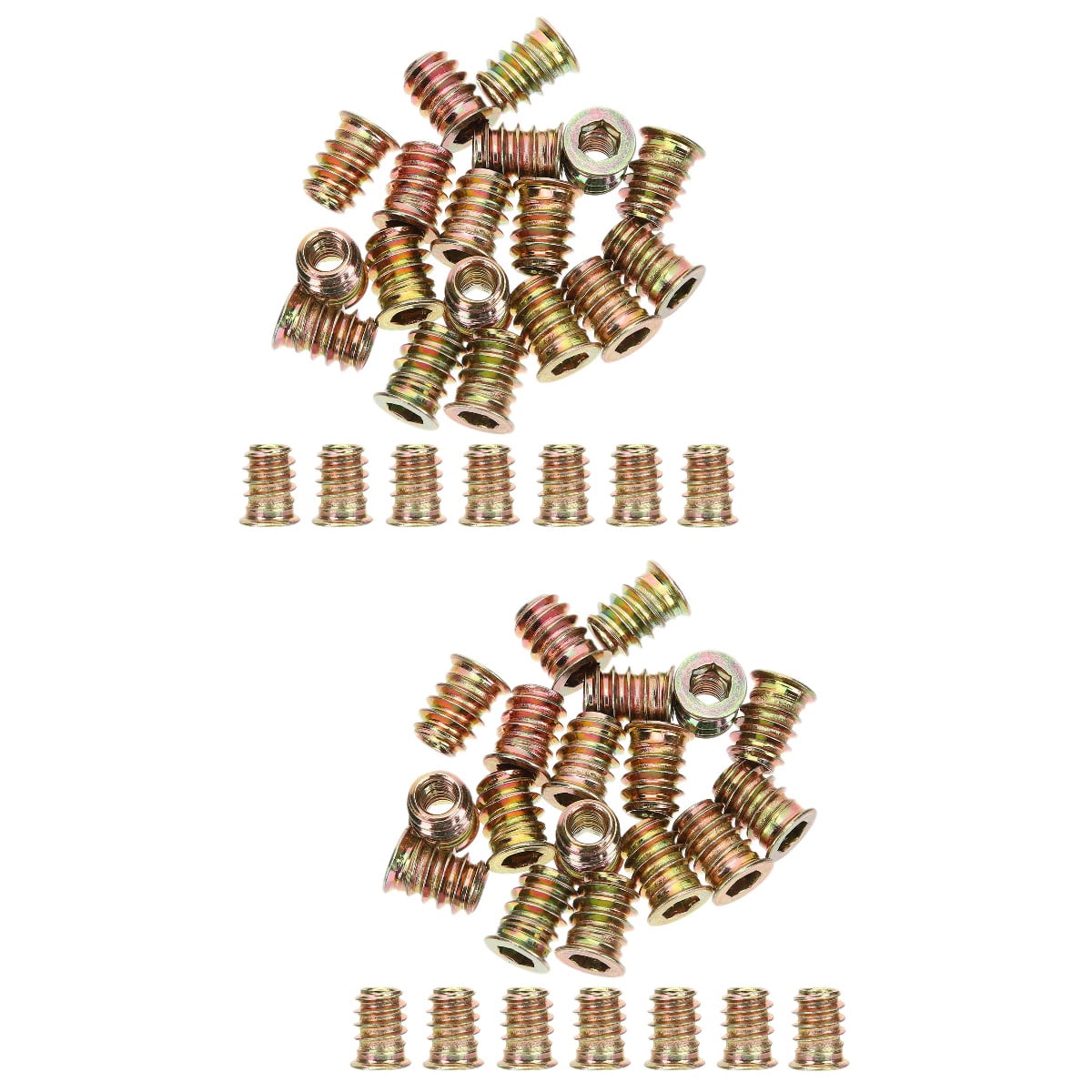 HOMEMAXS 200 pcs  Embedment Nut Threaded Wood Insert M6x15 Furniture Screw In Nut Fastener
