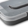 thumbnail image 4 of Mainstays Rectangular Cupcake & Cake Carrier with Lid, Handle, Clasps & Removeable Flippible Cupcake Tray, Grey Plastic, 4 of 7
