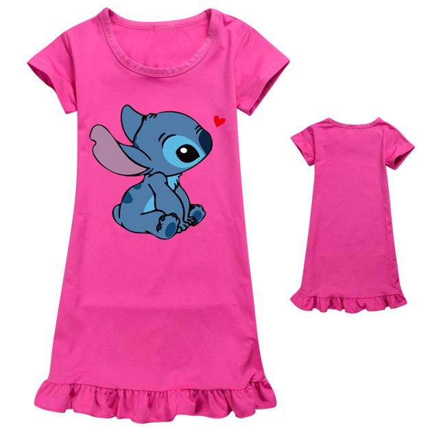 Pyjamas Imprimé Étoile pour Filles Enfants Bébé Vêtements de Nuit Robe de Nuit Col Rond Vêtements de Maison