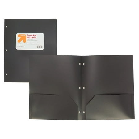 2 Pocket Plastic Folder Black - up & up (12 of pack)