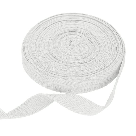 Uxcell Cotton Twill Tape Ribbon 5/8" 11 Yard Herringbone Webbing Tape, White
