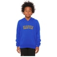 thumbnail image 2 of Daxton Youth Unisex Pullover Cities State Hoodie Mid-Weight Fleece Sweater - Seattle Royal Gold, L, 2 of 3
