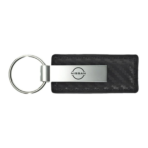 Nissan Logo Carbon Fiber Leather Key Chain (Black)